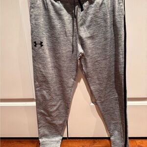 Under Armour Gray Heather Boys' Joggers with Black Stripe